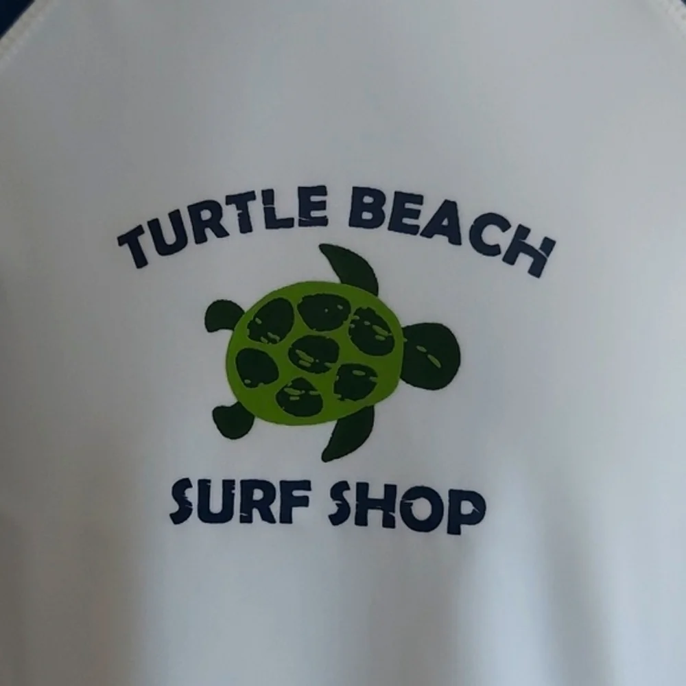 Baby boy short sleeve rash guard UPF50+ turtle surf - white navy - 18 mos